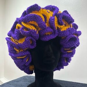 Purple and Gold Crochet (Ultra Rose Petals) Hat
